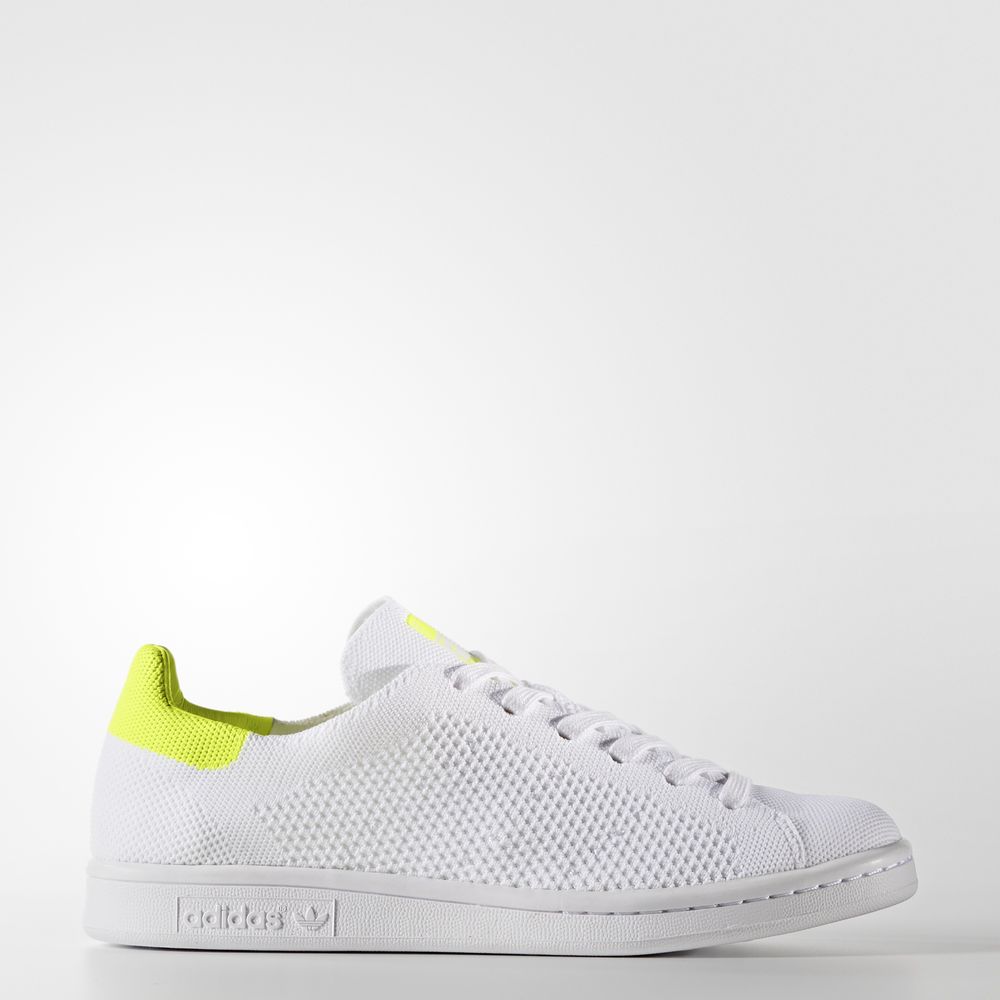 Adidas Stan Smith Primeknit - Originals γυναικεια - Ασπρα/Κίτρινα,Μέγεθος: EU 36 – 54 2/3 (443VWTFA)